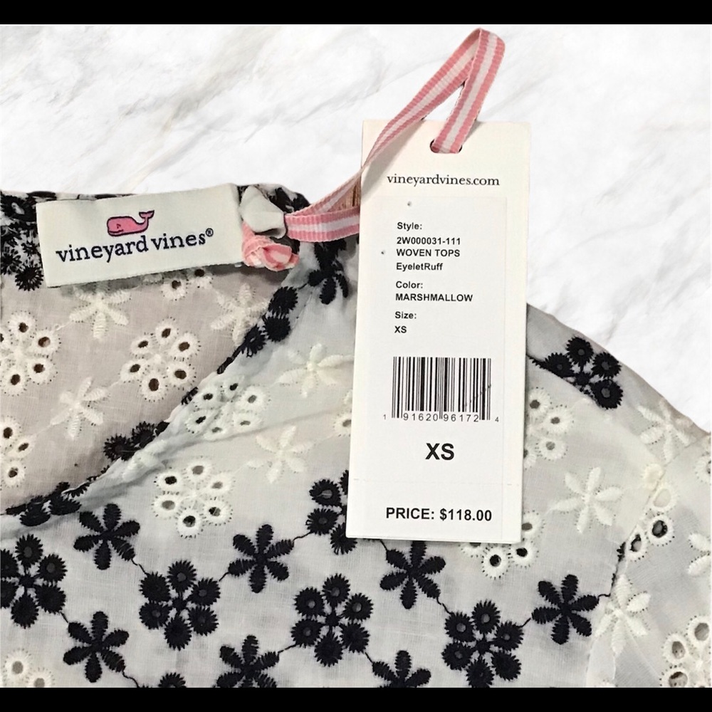 Vineyard Vines Ruffle Sleeve Woven Top - Picture 2 of 3